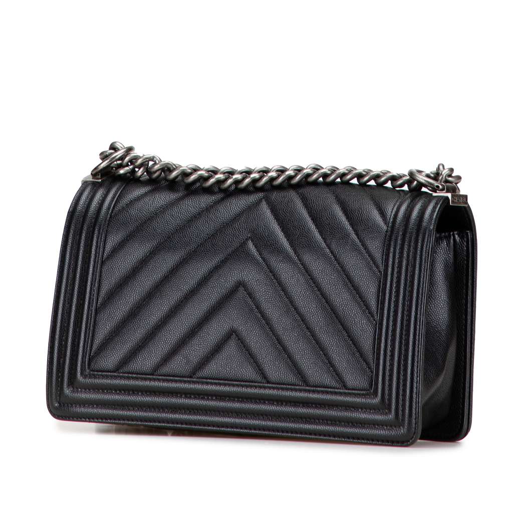 Chanel Old Medium Chevron Caviar Boy Flap - Back view