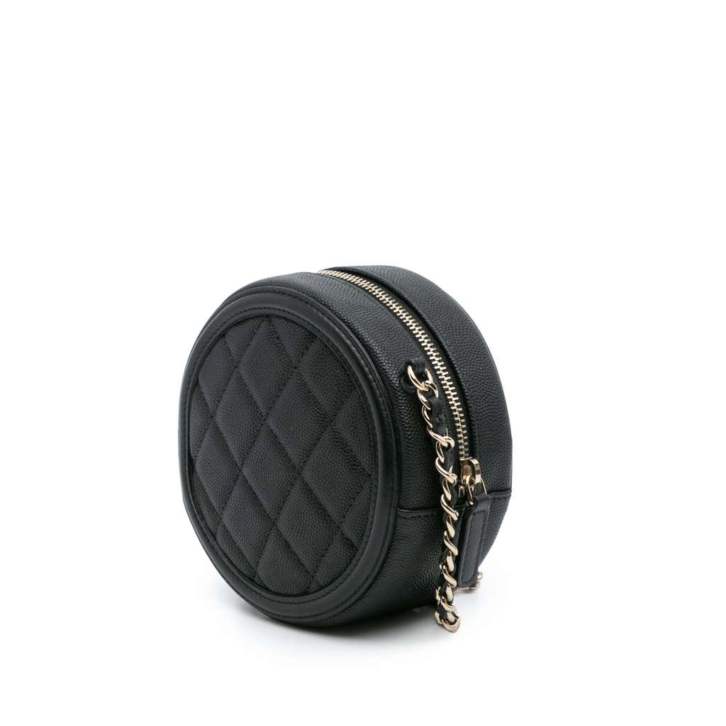 Chanel Caviar CC Filigree Round Clutch with Chain - Back view