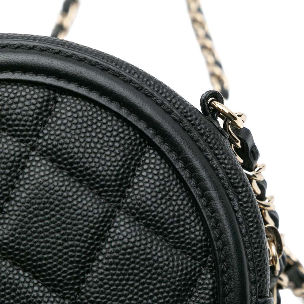 Chanel Caviar CC Filigree Round Clutch with Chain - Image 11