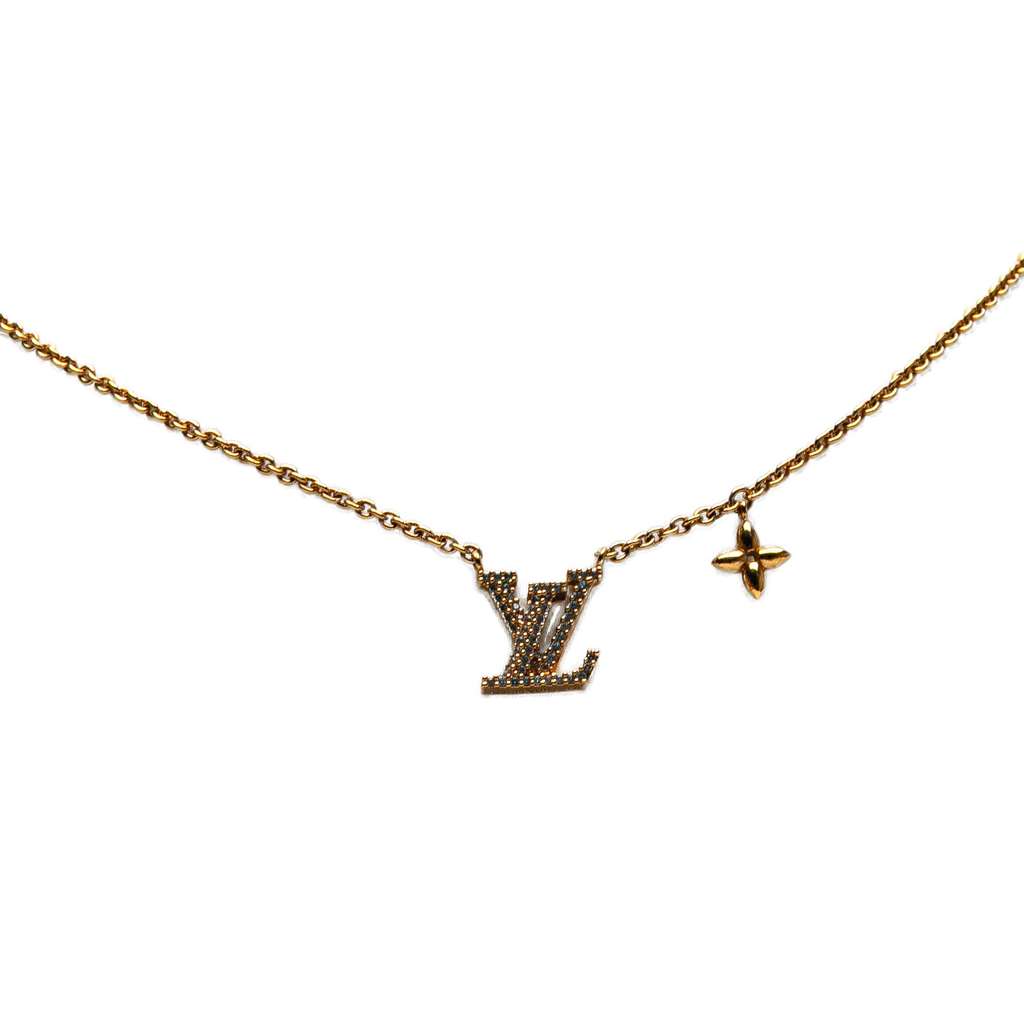 Louis Vuitton Gold Plated LV Crystal Iconic Pendant Necklace