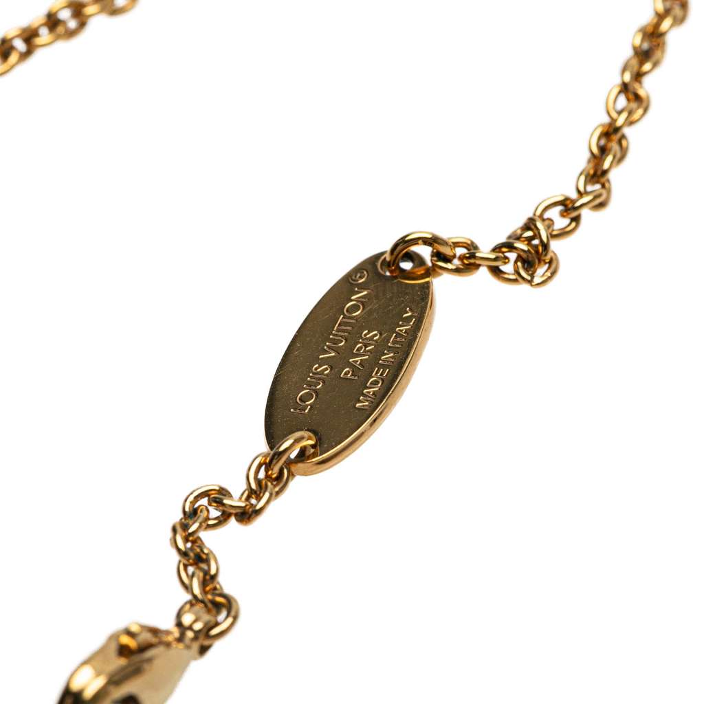 Louis Vuitton Gold Plated LV Crystal Iconic Pendant Necklace - Side view