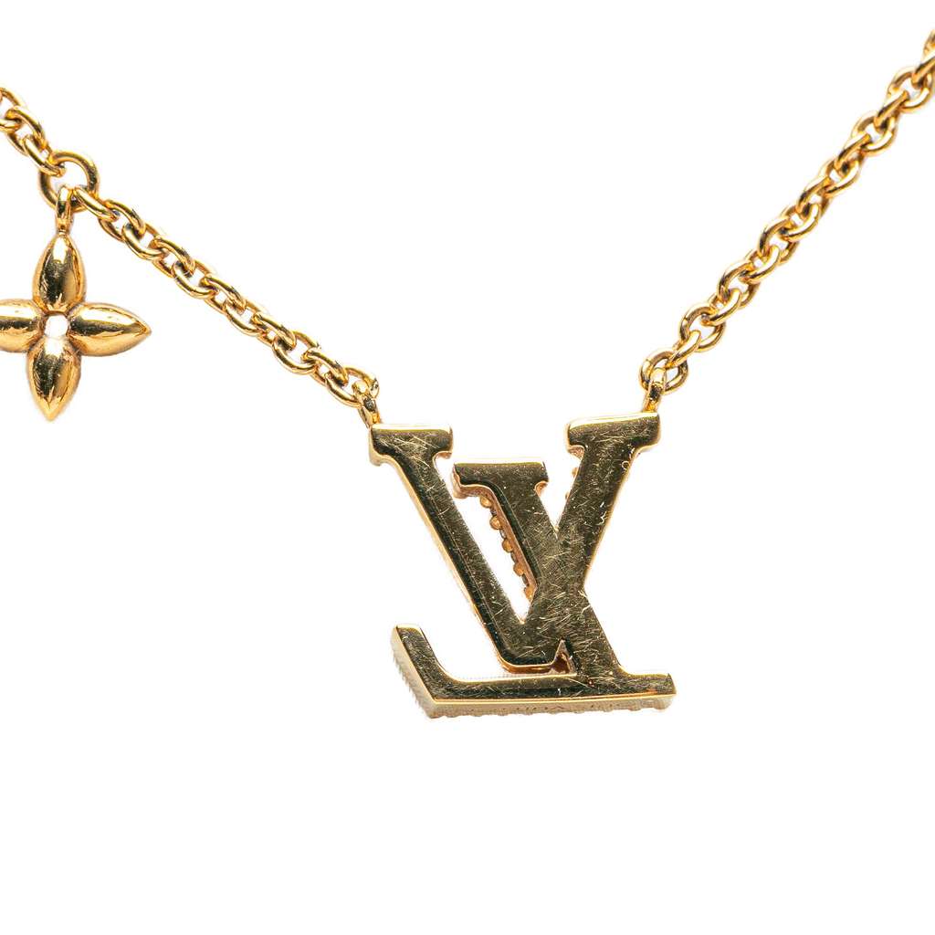 Louis Vuitton Gold Plated LV Crystal Iconic Pendant Necklace - Detail 1