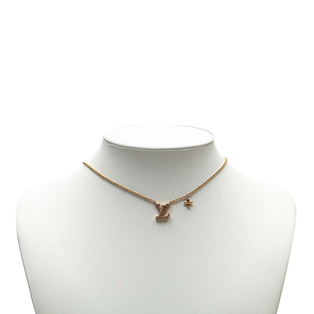Louis Vuitton Gold Plated LV Crystal Iconic Pendant Necklace - Detail 2