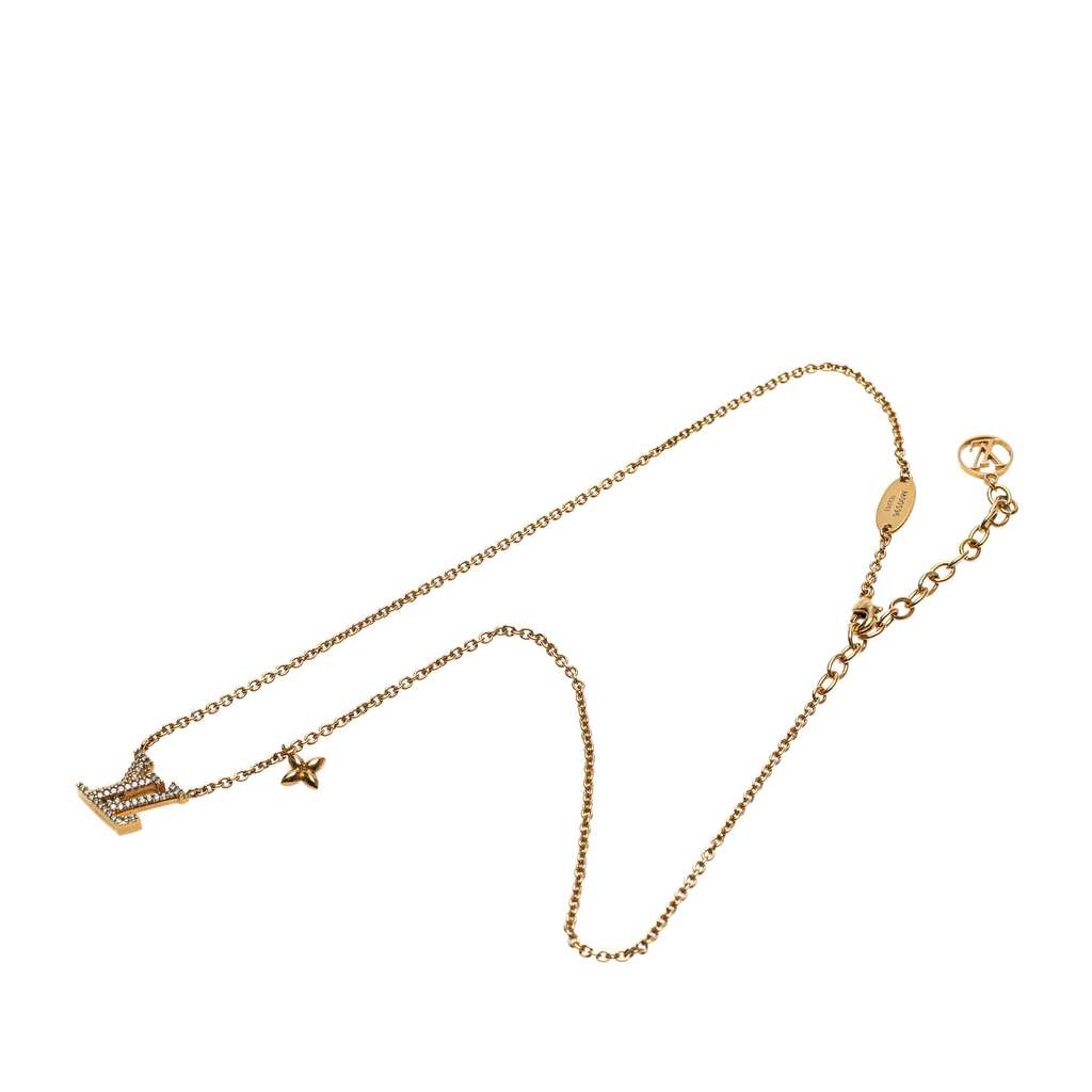 Louis Vuitton Gold Plated LV Crystal Iconic Pendant Necklace - Image 11