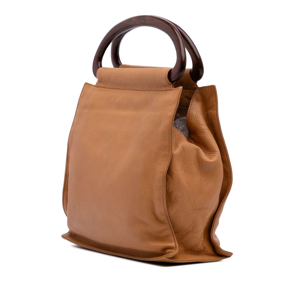 Chanel CC Grained Calfskin Wooden Handle Tote - 2