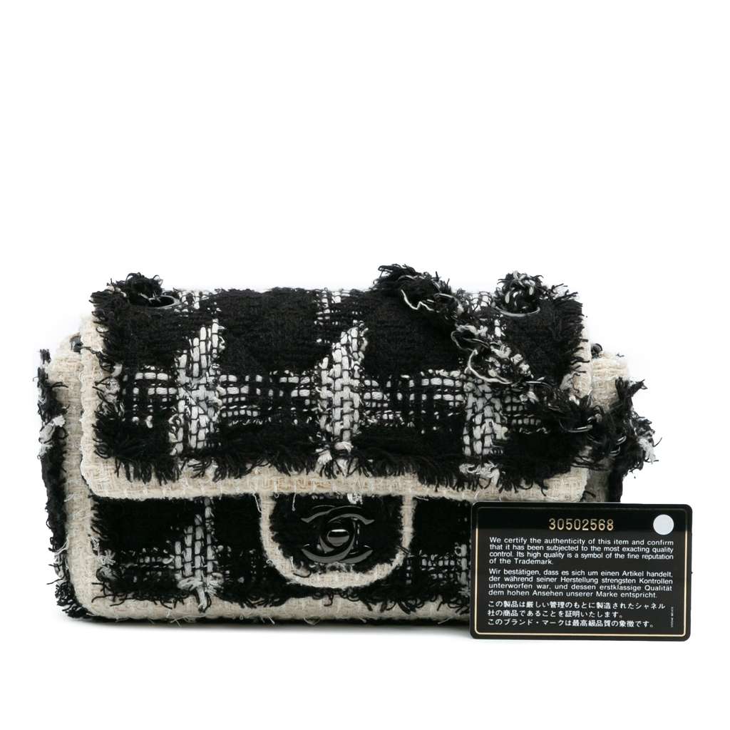 Chanel Mini Rectangular Classic Tweed Tartan Single Flap - Image 15