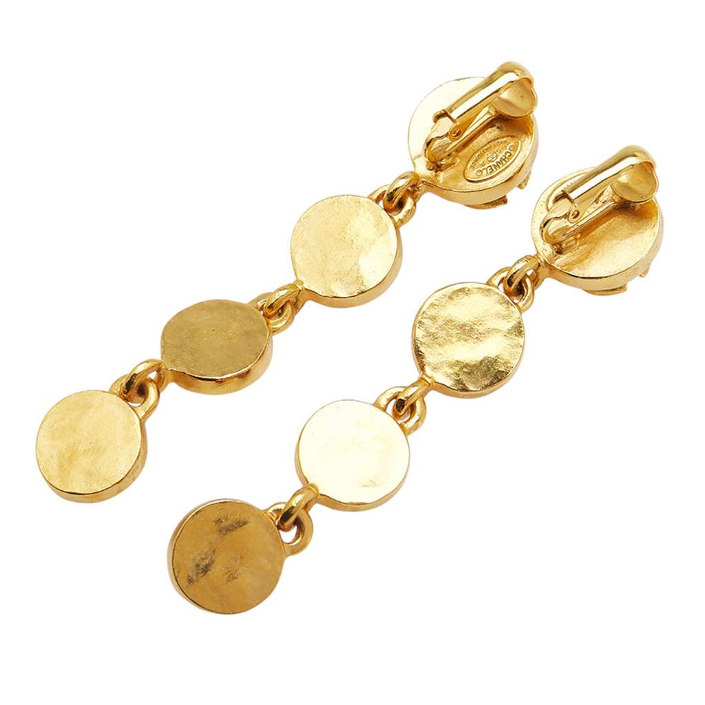 Chanel Gold Plated CC Gripoix Drop Clip On Earrings - Back view