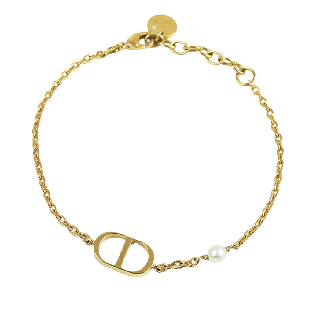 Dior Gold Plated Resin Pearl Petit CD Bracelet
