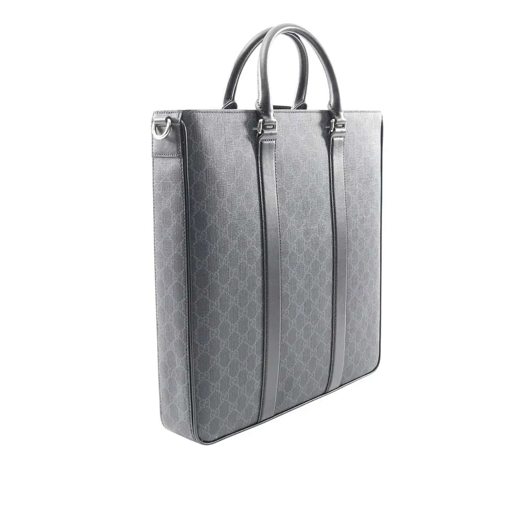 Gucci Large GG Supreme Web Tote Black Canvas Very good - Back View
