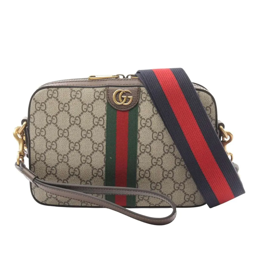 Gucci Small GG Supreme Web Ophidia Crossbody Brown Canvas Very good - Front View
