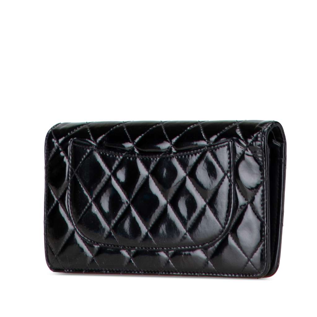 Chanel CC Quilted Patent L Yen Bifold Wallet - Back view