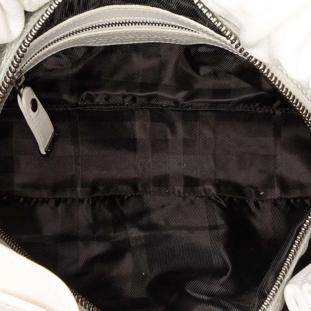 Burberry Leather Drawstring Shoulder Bag White Leather Good - Model View