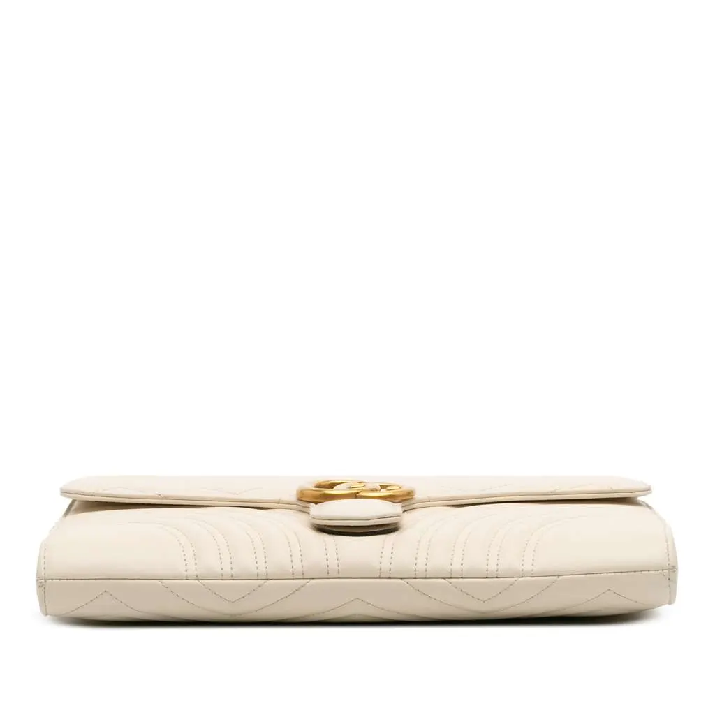 Gucci GG Marmont Matelasse Leather Flap Clutch White Leather Good - Inside View