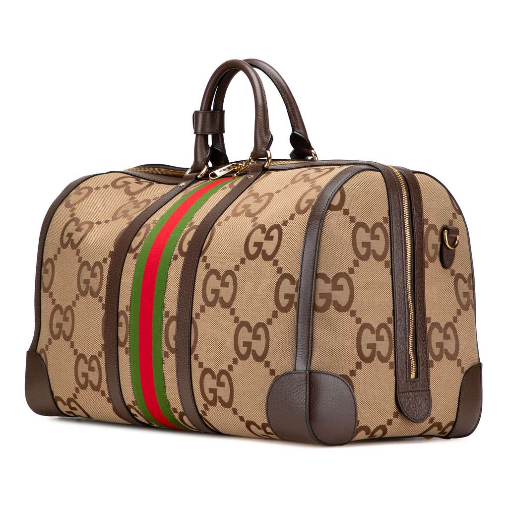 Gucci Large Jumbo GG Canvas Web Duffle Bag - 2