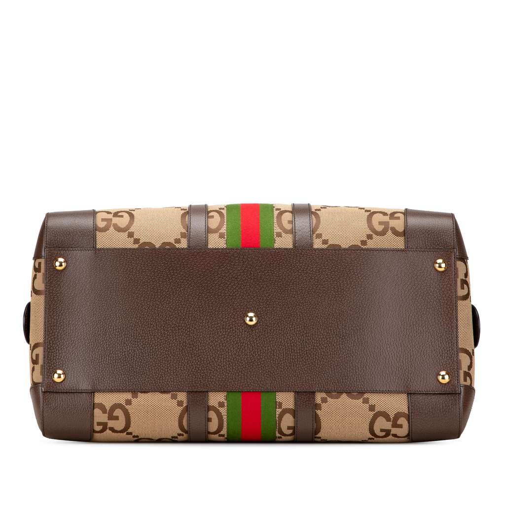 Gucci Large Jumbo GG Canvas Web Duffle Bag - 3