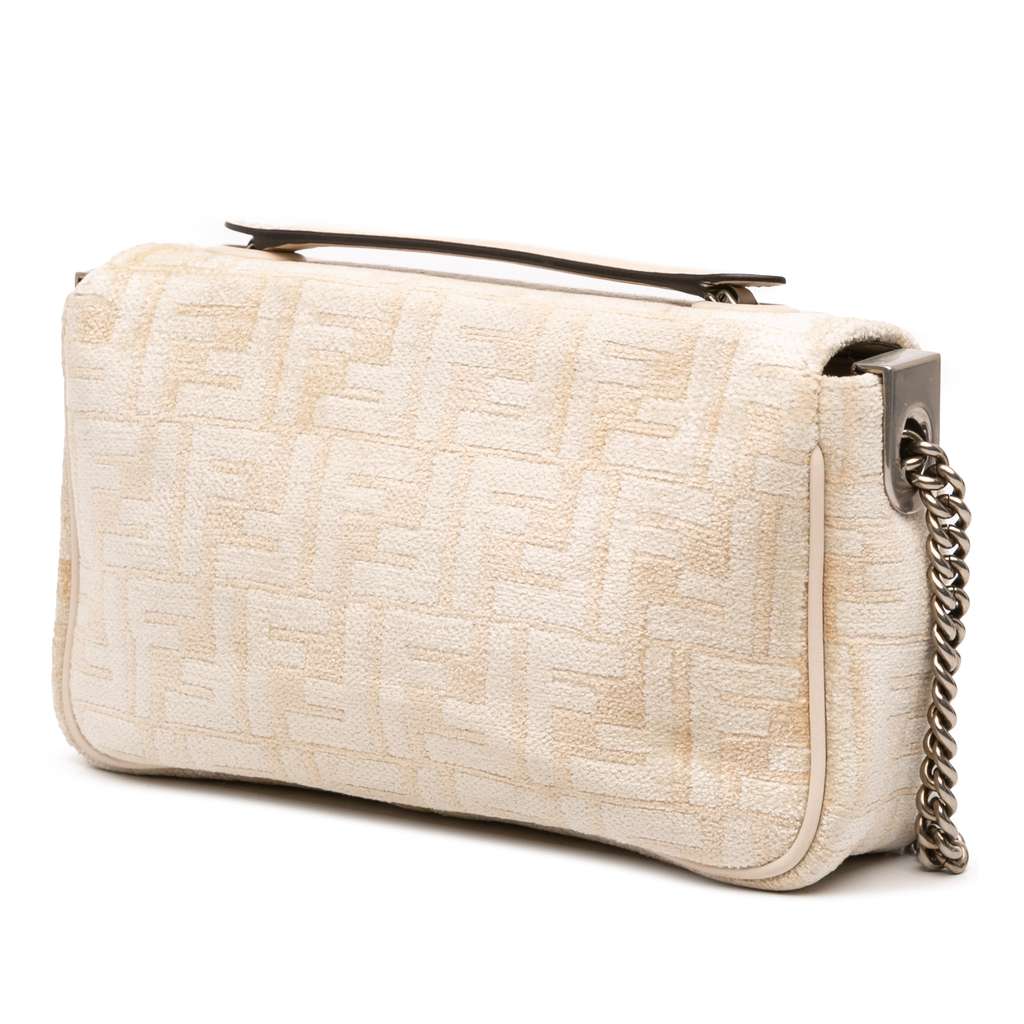 Fendi FF Chenille and Leather Chain Midi Baguette - Back view