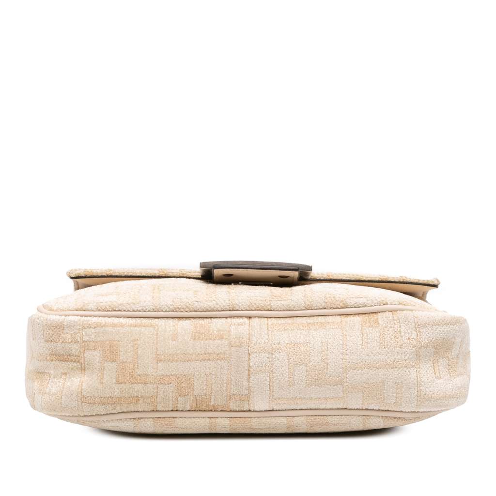 Fendi FF Chenille and Leather Chain Midi Baguette - Image 6