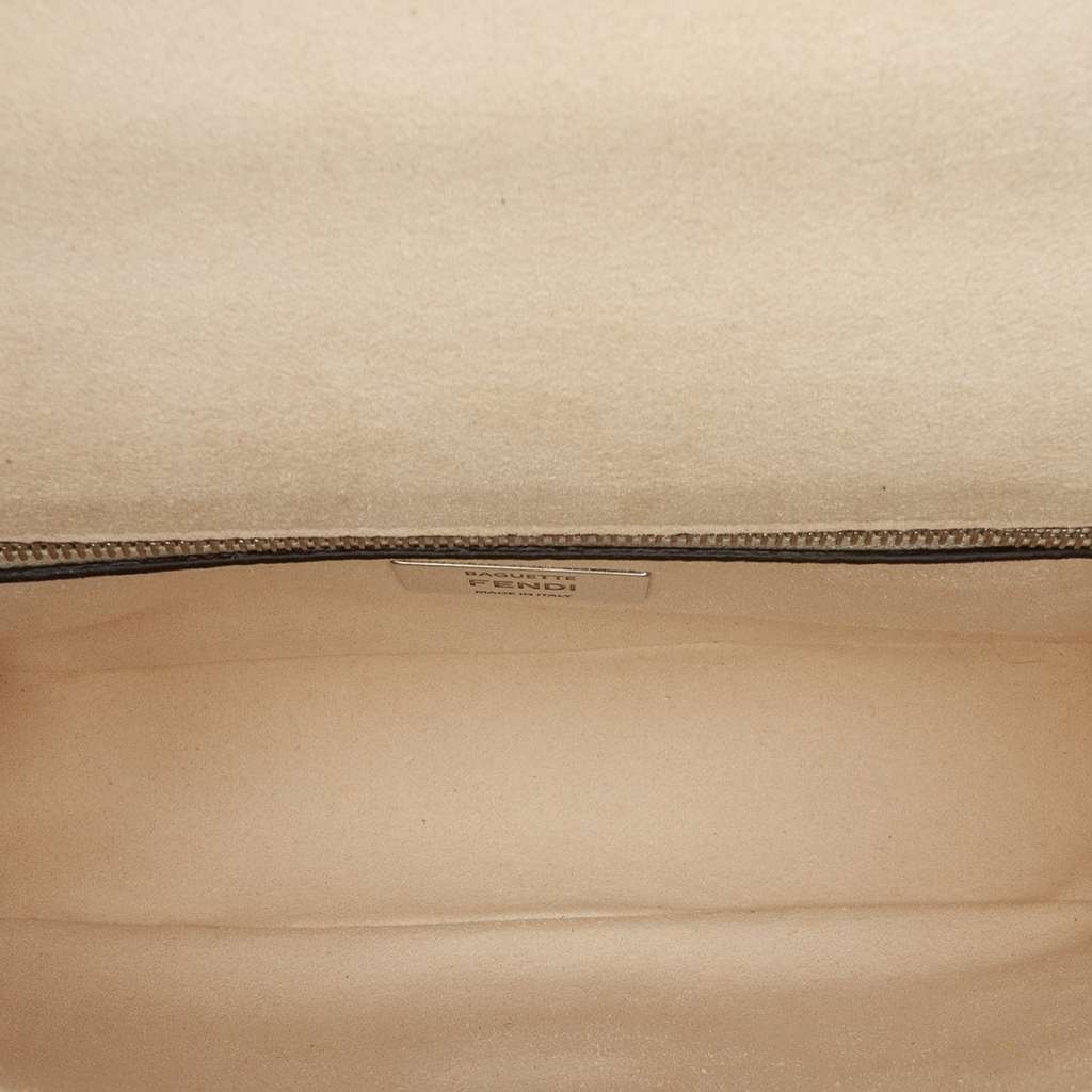 Fendi FF Chenille and Leather Chain Midi Baguette - 4