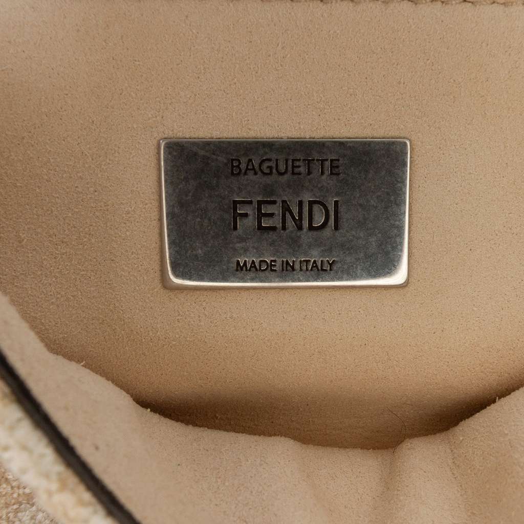 Fendi FF Chenille and Leather Chain Midi Baguette - Side view