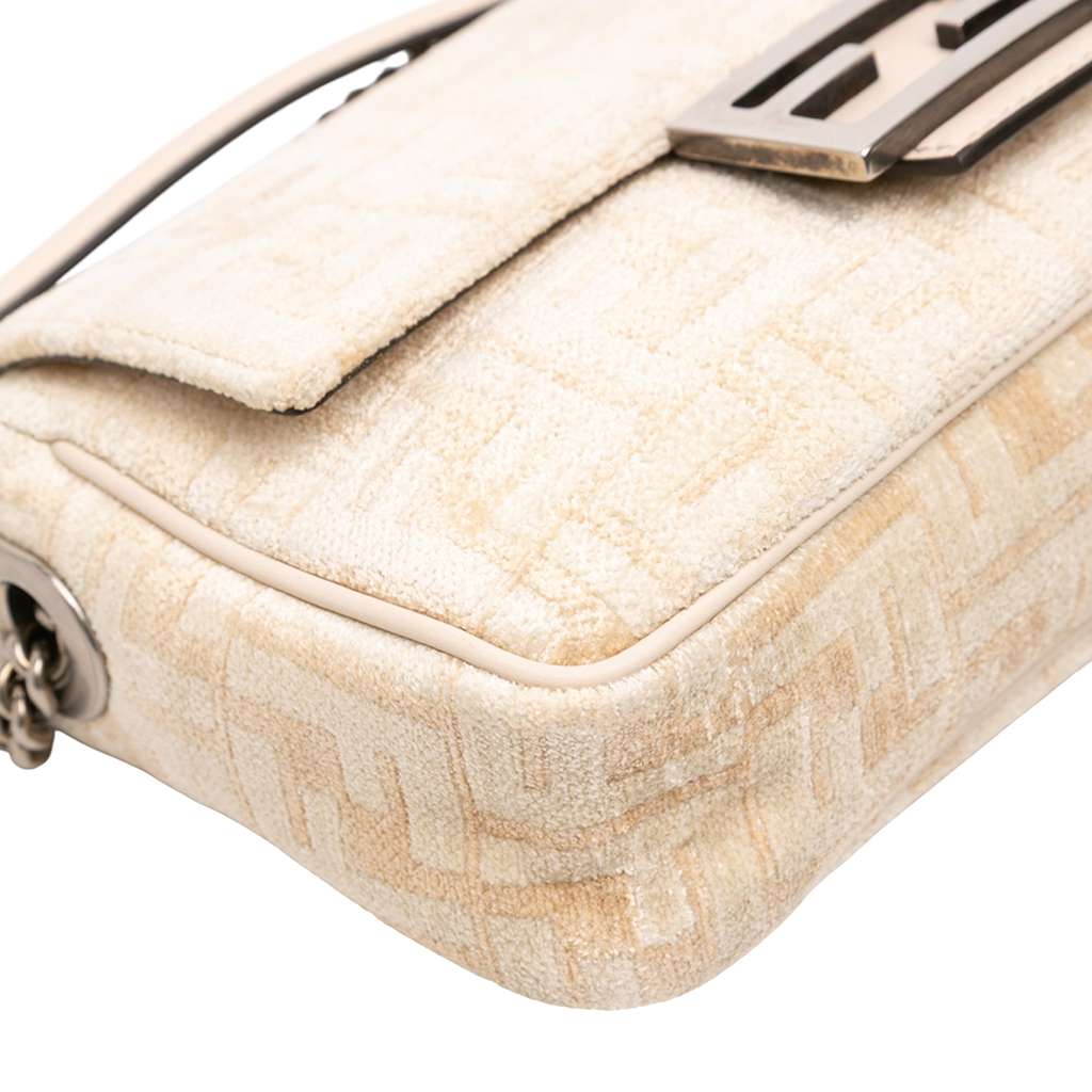 Fendi FF Chenille and Leather Chain Midi Baguette - Detail 2