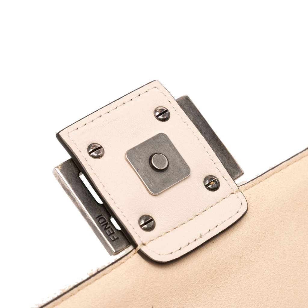 Fendi FF Chenille and Leather Chain Midi Baguette - Image 10