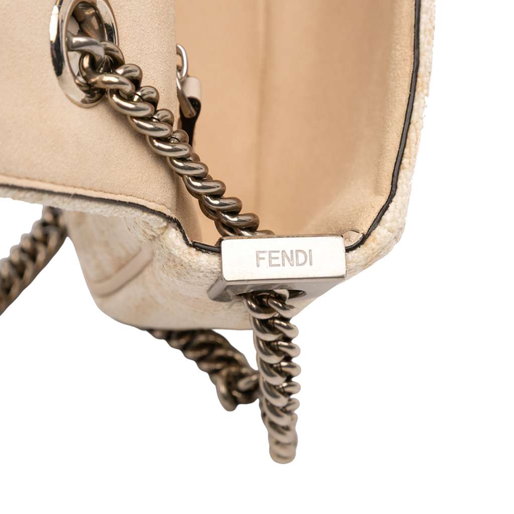 Fendi FF Chenille and Leather Chain Midi Baguette - Image 12