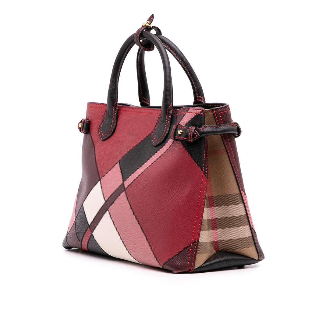 Burberry Medium Leather Patchwork and House Check Banner Satchel - Back view