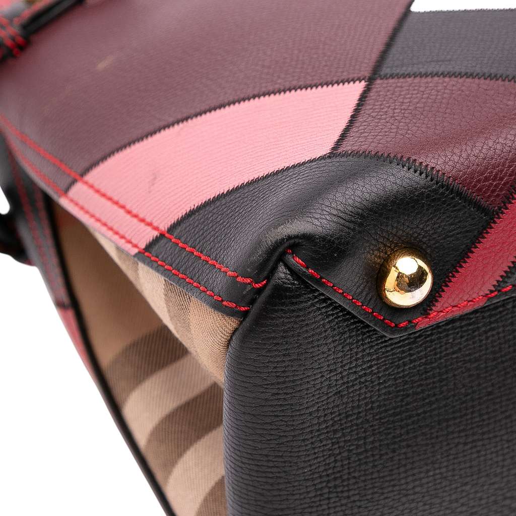 Burberry Medium Leather Patchwork and House Check Banner Satchel - Image 15
