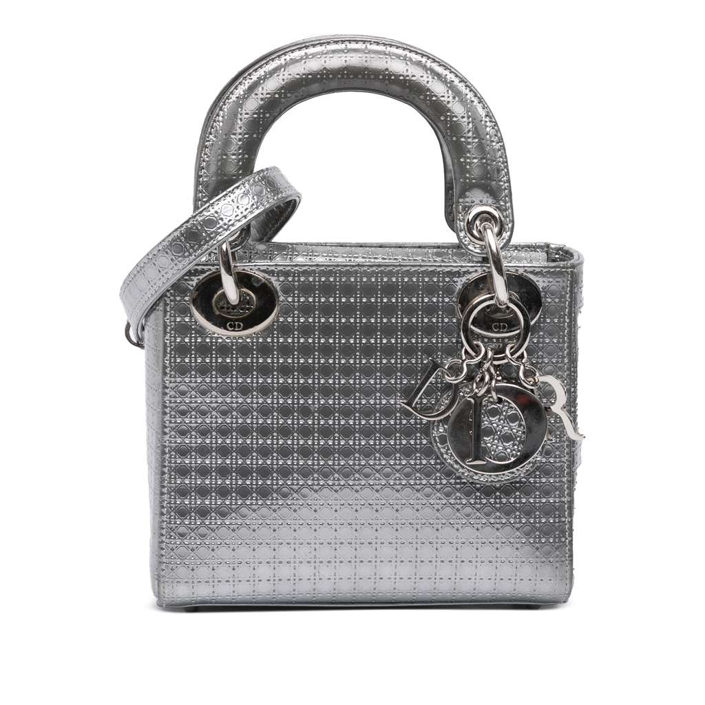 Dior Mini Metallic Patent Microcannage Lady Dior