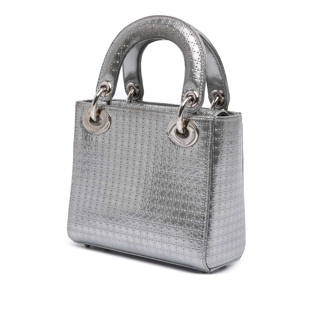 Dior Mini Metallic Patent Microcannage Lady Dior - Back view