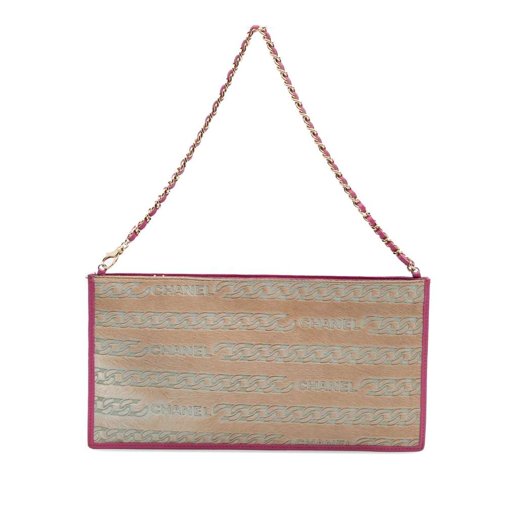 Chanel Pony Hair Logo Chain Pochette