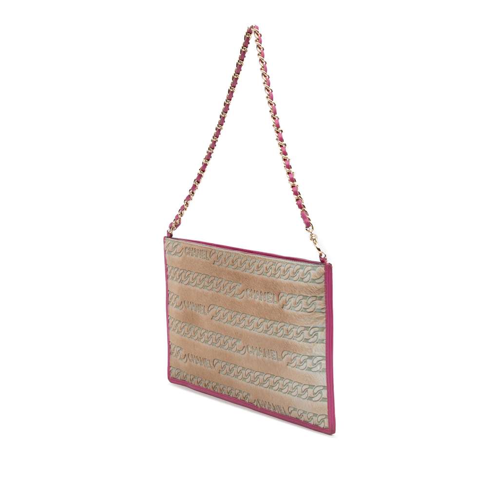 Chanel Pony Hair Logo Chain Pochette - Back view