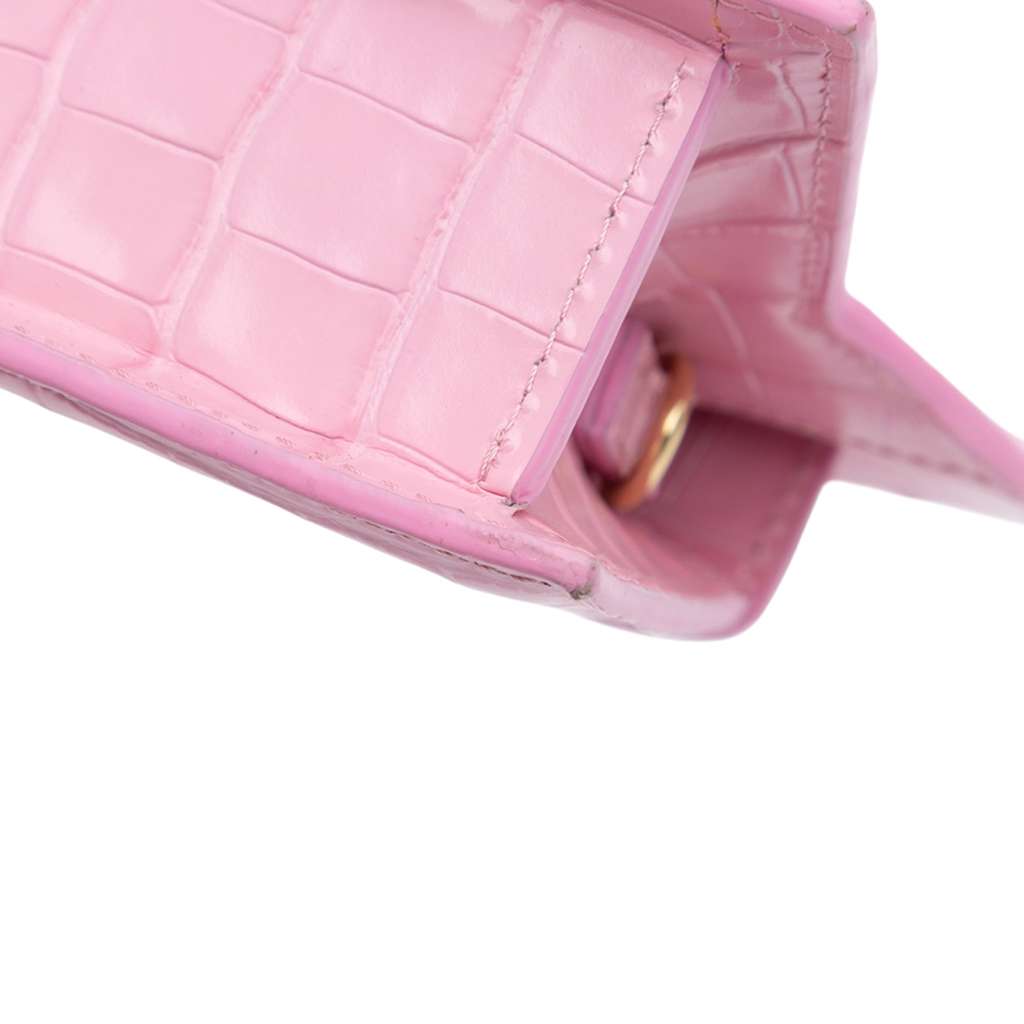 Jacquemus Crocodile Embossed Calfskin Le Sac Rond Bag - Detail 1