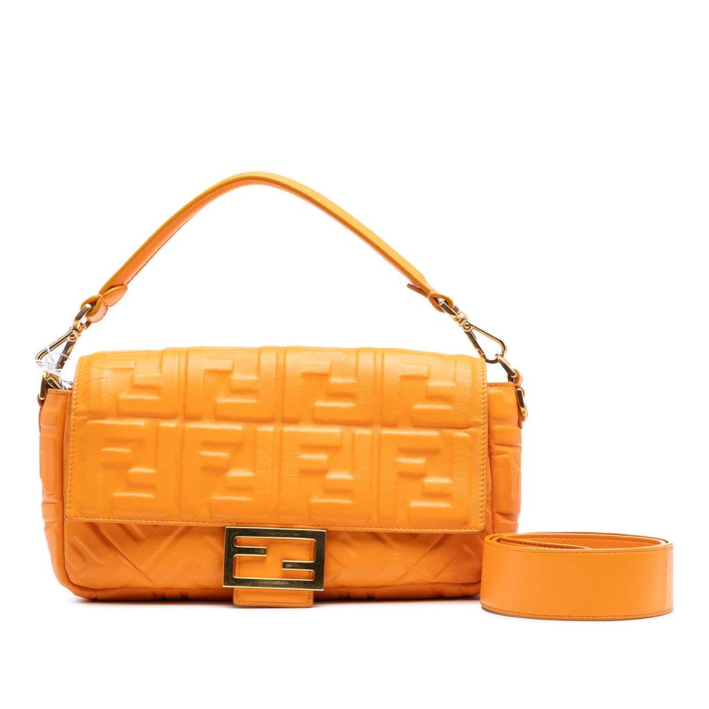 Fendi Zucca Embossed Leather Baguette Satchel - Detail 2