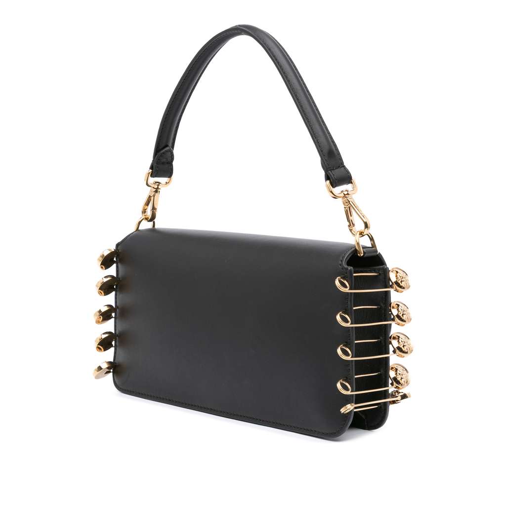 Fendi Versace Vitello Seta Fendace Brooch Baguette Satchel - Back view