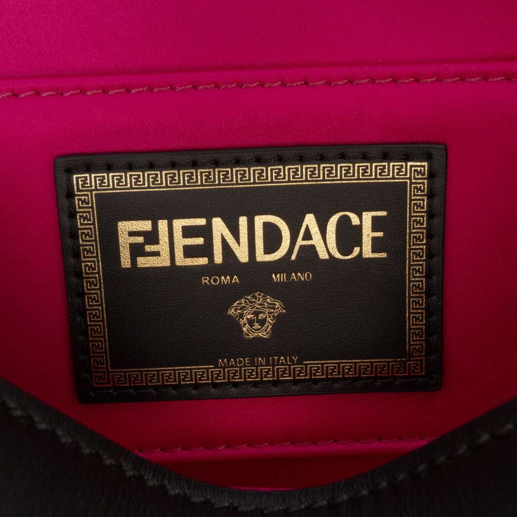 Fendi Versace Vitello Seta Fendace Brooch Baguette Satchel - Side view