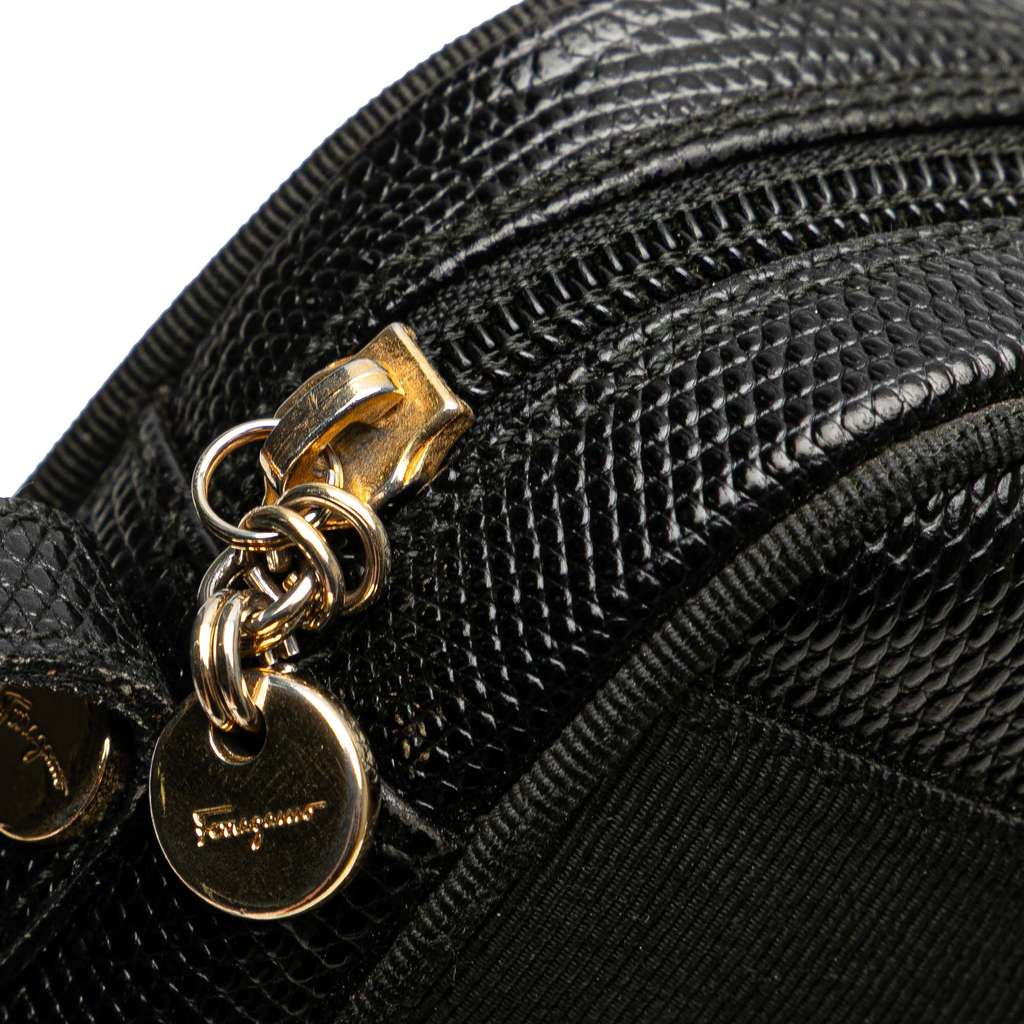 Salvatore Ferragamo Embossed Lizard Leather Vara Crossbody - Image 11