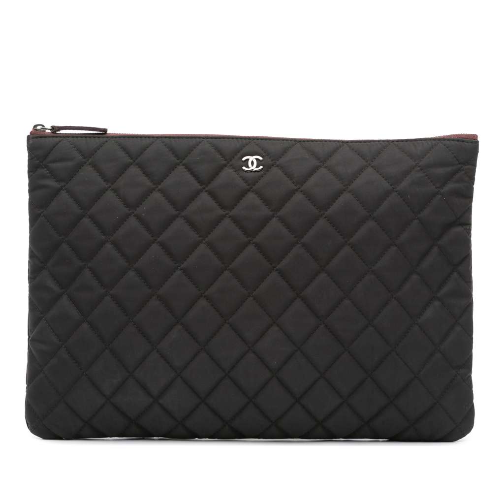 Chanel Large Quilted Nylon O Case Clutch