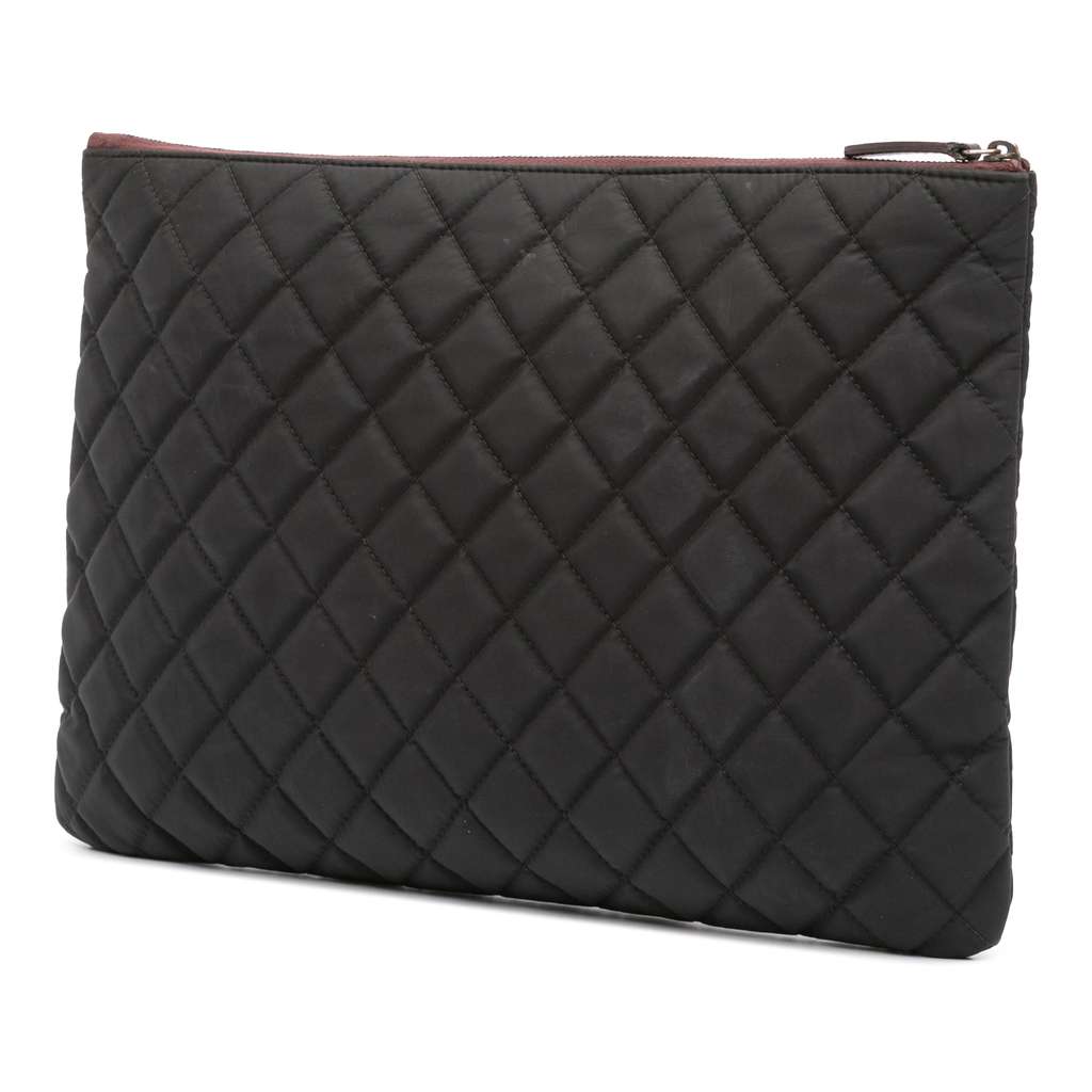 Chanel Large Quilted Nylon O Case Clutch - Back view
