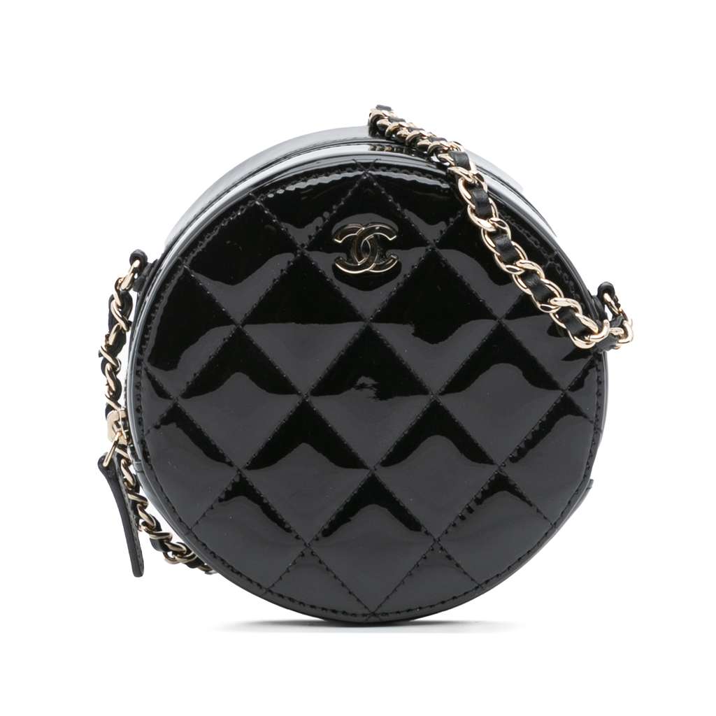 Chanel Quilted Patent Round As Earth Crossbody