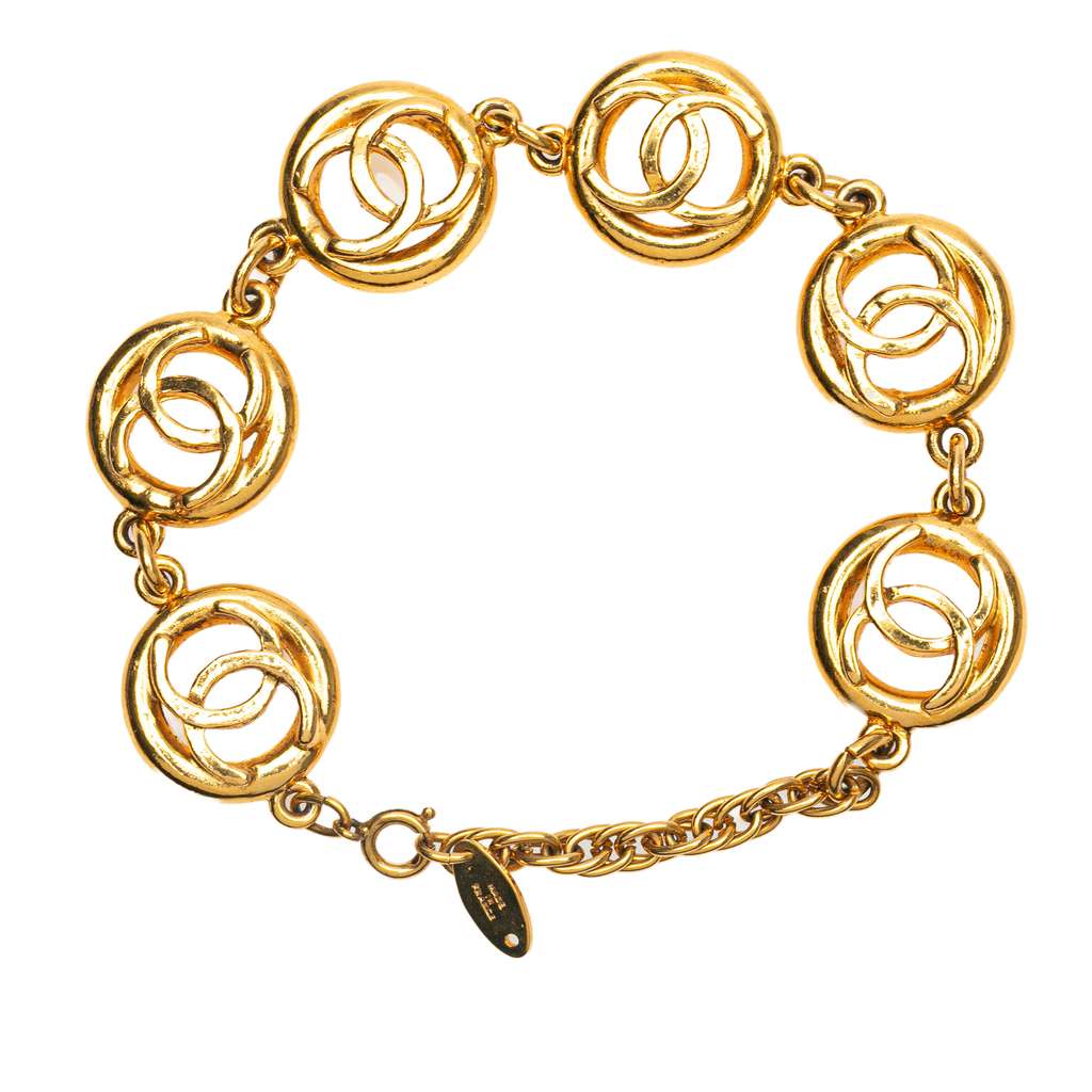 Chanel Gold Plated CC Logo Motif Chain Bracelet - 3