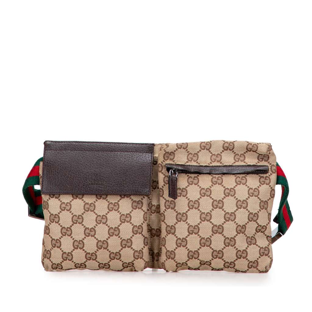 Gucci GG Canvas Web Double Pocket Belt Bag