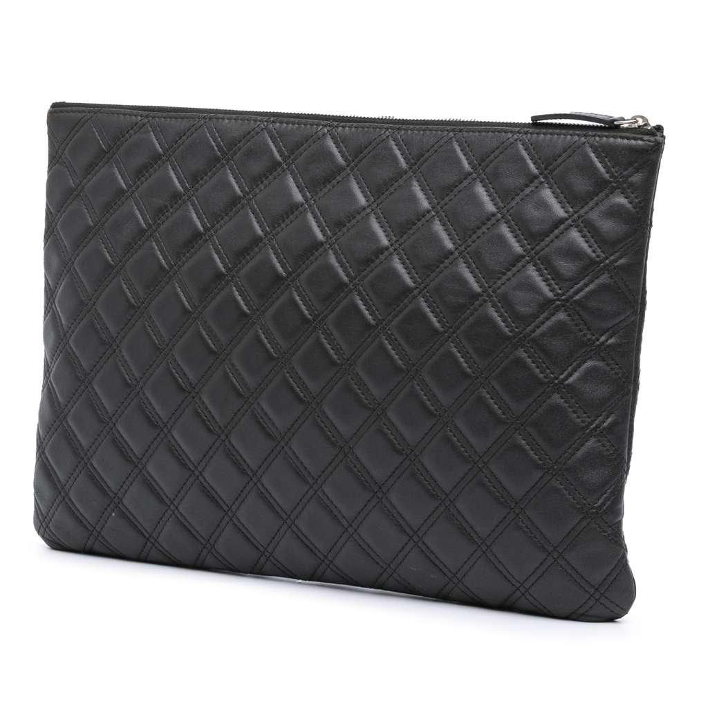 Chanel Large Quilted Lambskin Double Stitch O Case Clutch - Back view