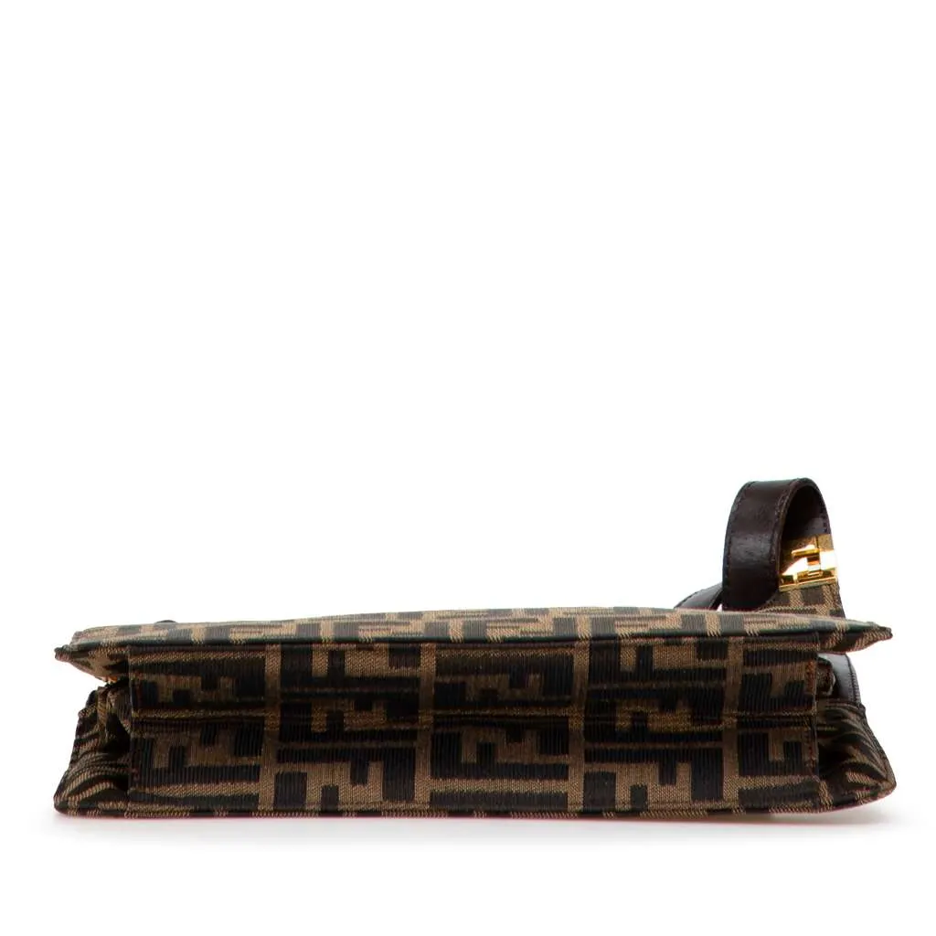 Fendi Zucca Canvas Shoulder Bag Brown Canvas Good - Inside View