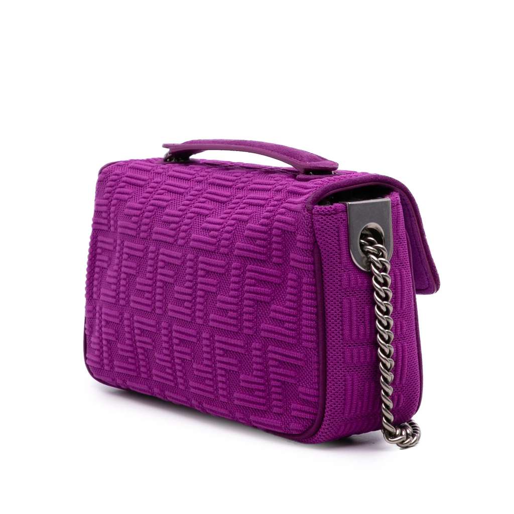Fendi Zucca Embossed Technical Fabric Chain Midi Baguette - Back view