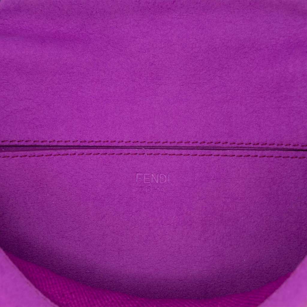 Fendi Zucca Embossed Technical Fabric Chain Midi Baguette - Side view