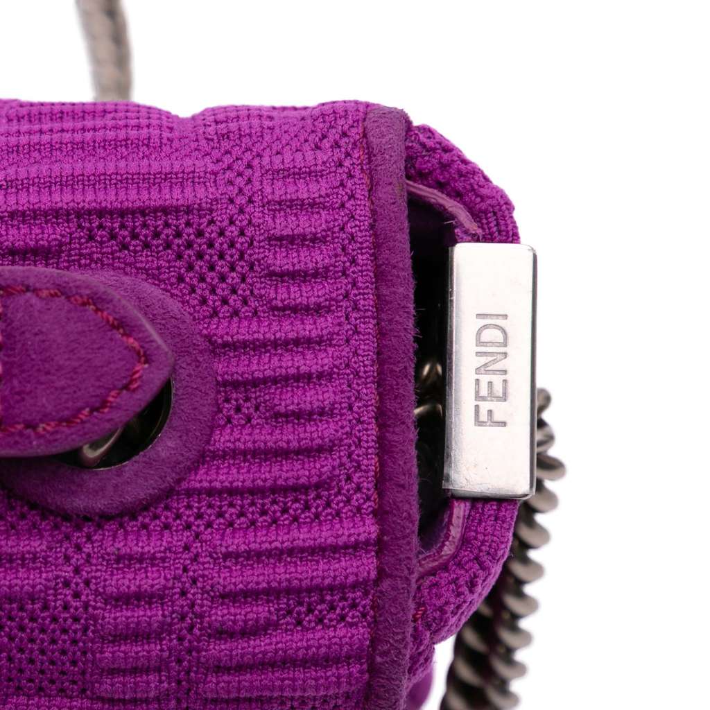 Fendi Zucca Embossed Technical Fabric Chain Midi Baguette - Image 10