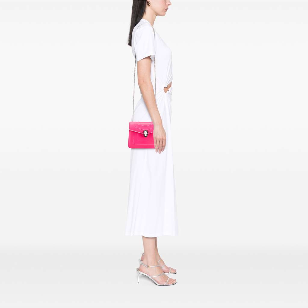 Bvlgari Small Leather Square Serpenti Forever Chain Crossbody - Image 11