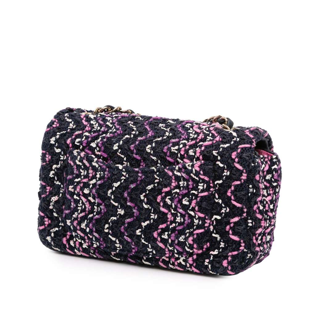 Chanel Mini Rectangular Classic Multicolor Cotton Stitched Single Flap - Back view