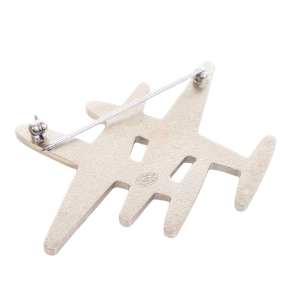 Chanel Enamel CC Striped Airplane Brooch - Back view